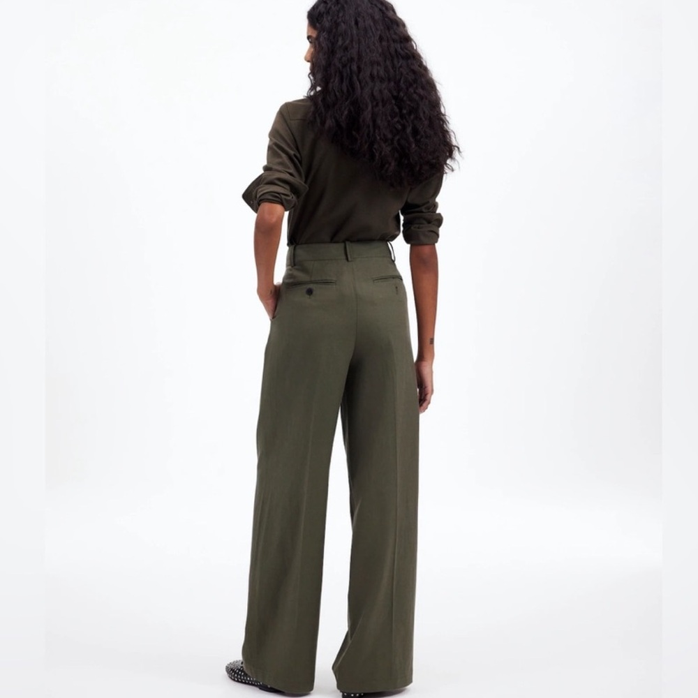 NWT 🫒 Madewell Harlow Wide-Leg Pants, Full Length, Linen Blend, Olive Green, 12 - Picture 4 of 16